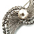 Twirl Crystal Simulated Pearl Brooch (Silver Tone) - view 4
