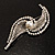 Twirl Crystal Simulated Pearl Brooch (Silver Tone) - view 5