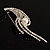Twirl Crystal Simulated Pearl Brooch (Silver Tone) - view 8