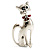 Silver Tone Cat With Red Bow - view 7