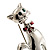 Silver Tone Cat With Red Bow - view 3