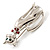 Silver Tone Cat With Red Bow - view 5