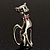 Silver Tone Cat With Red Bow - view 4
