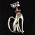 Silver Tone Cat With Red Bow - view 2