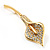 Large Gold Plated Crystal Calla Lily Brooch - view 3