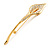 Large Gold Plated Crystal Calla Lily Brooch - view 9