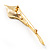 Large Gold Plated Crystal Calla Lily Brooch - view 7