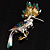 Oversized Exotic Multicoloured Crystal Bird Brooch - view 9