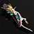 Oversized Exotic Multicoloured Crystal Bird Brooch - view 7