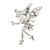 Magical Fairy With Clear Crystal Wings Brooch (Silver Tone)
