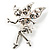 Magical Fairy With Clear Crystal Wings Brooch (Silver Tone) - view 3