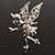Magical Fairy With Clear Crystal Wings Brooch (Silver Tone) - view 2