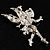 Magical Fairy With Clear Crystal Wings Brooch (Silver Tone) - view 5