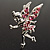 Magical Fairy With Pink Crystal Wings Brooch (Silver Tone)