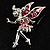 Magical Fairy With Pink Crystal Wings Brooch (Silver Tone) - view 2