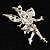 Magical Fairy With Pink Crystal Wings Brooch (Silver Tone) - view 6