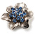 Tiny Blue Crystal Flower Pin Brooch - view 5