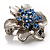 Tiny Blue Crystal Flower Pin Brooch - view 6