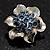 Tiny Blue Crystal Flower Pin Brooch - view 2
