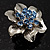 Tiny Blue Crystal Flower Pin Brooch - view 4