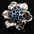 Tiny Blue Crystal Flower Pin Brooch - view 7