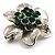 Tiny Green Crystal Flower Pin Brooch - view 2