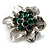 Tiny Green Crystal Flower Pin Brooch - view 4
