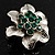 Tiny Green Crystal Flower Pin Brooch - view 5