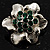 Tiny Green Crystal Flower Pin Brooch - view 3