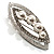 Abstract Simulated Pearl Leaf Brooch (Silver Tone) - view 6