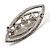 Abstract Simulated Pearl Leaf Brooch (Silver Tone) - view 7