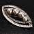 Abstract Simulated Pearl Leaf Brooch (Silver Tone) - view 2
