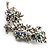 Crystal Floral Brooch (Silver Tone) - view 2