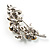 Crystal Floral Brooch (Silver Tone) - view 6