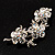 Crystal Floral Brooch (Silver Tone) - view 3