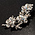 Crystal Floral Brooch (Silver Tone) - view 7