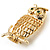 Gold-Tone Wise Filigree Owl Brooch - view 8