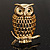 Gold-Tone Wise Filigree Owl Brooch