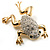 Crystal Leaping Frog Brooch (Gold Tone) - view 4