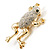 Crystal Leaping Frog Brooch (Gold Tone) - view 5