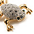 Crystal Leaping Frog Brooch (Gold Tone) - view 6