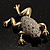 Crystal Leaping Frog Brooch (Gold Tone) - view 3