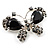 Small CZ Butterfly Brooch (Silver&Jet Black) - view 3