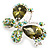 Small CZ Butterfly Brooch (Silver&Pale Olive) - view 5