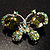 Small CZ Butterfly Brooch (Silver&Pale Olive) - view 2