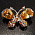 Small CZ Butterfly Brooch (Silver&Pale Citrine) - view 2