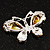 Small CZ Butterfly Brooch (Silver&Pale Citrine) - view 5