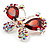 Small CZ Butterfly Brooch (Silver&Red) - view 2