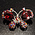 Small CZ Butterfly Brooch (Silver&Red) - view 3