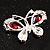 Small CZ Butterfly Brooch (Silver&Red) - view 4